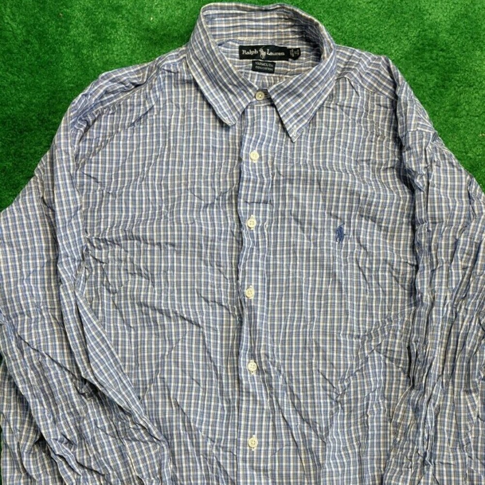 ralph lauren Plaid Long Sleeve Button Up Shirt 17 34/35.b6